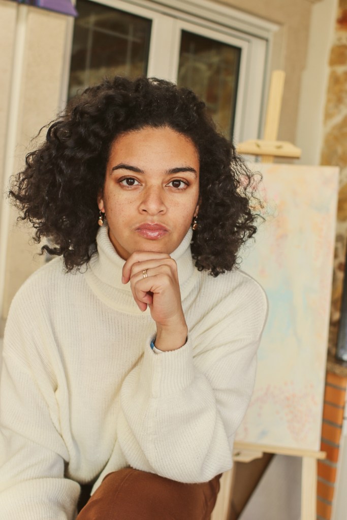 Artist, Jaleh Sadravi, in her art studio